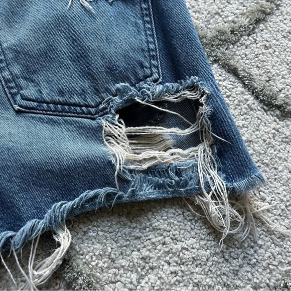 3X1 denim shorts high rise button fly distressed cut offs 28 - Picture 9 of 10